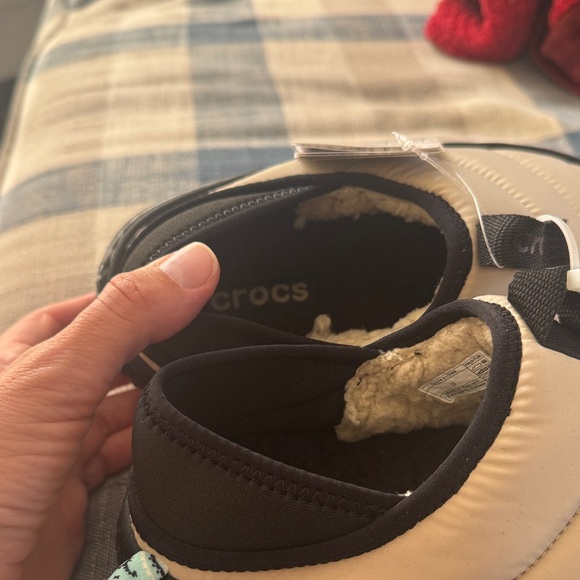 CROCS Kids' Black and Cream Slippers - Picture 4 of 6